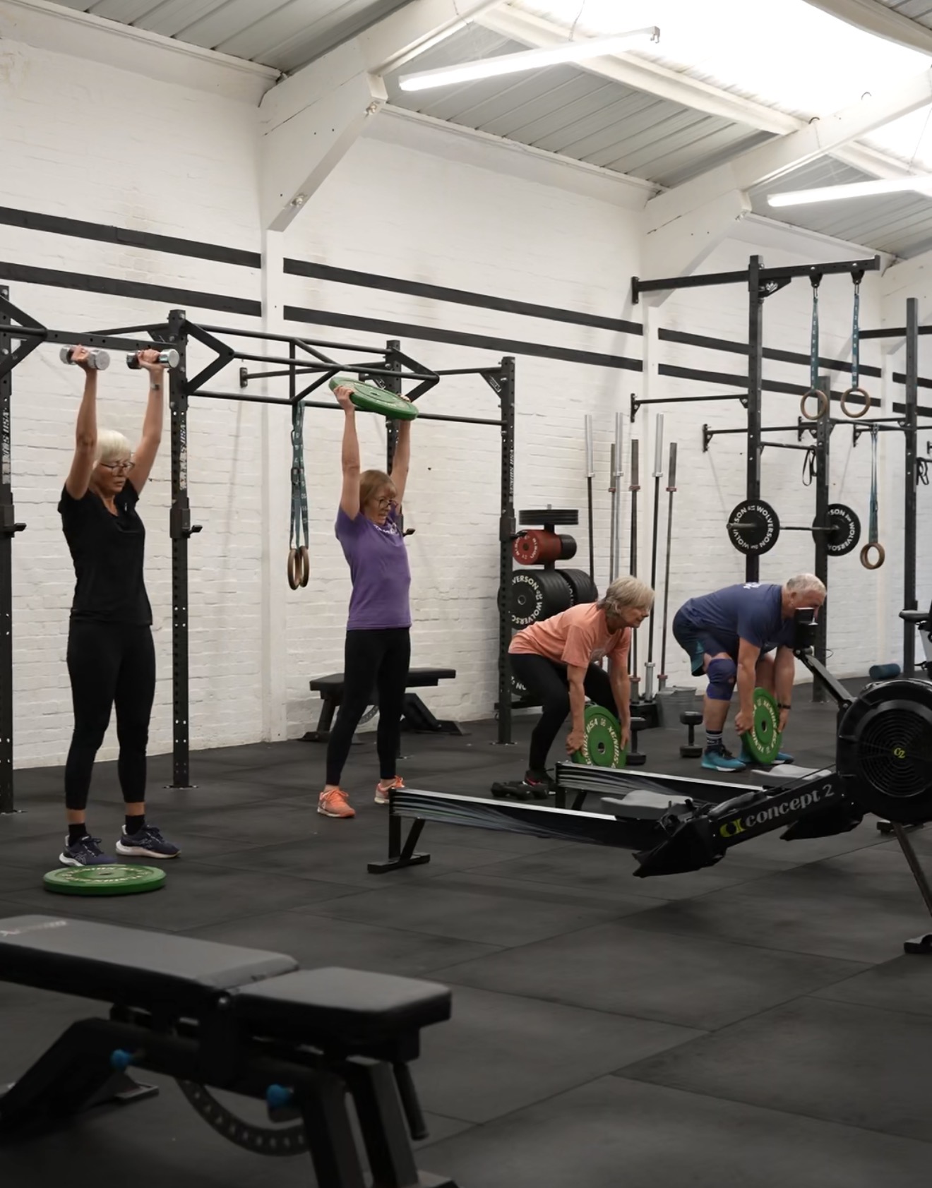 Older adults strength training together in the Forever Fit class at Grand Union CrossFit in Berkhamsted