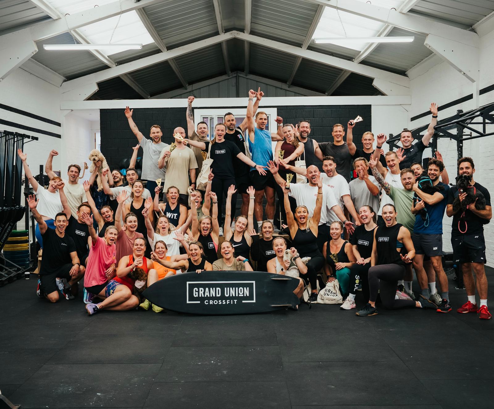 The Grand Union CrossFit community celebrating together in the gym