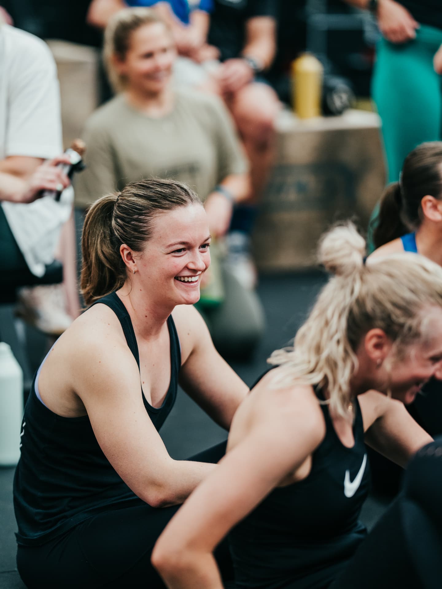 Two members laughing together at Grand Union CrossFit in Berkhamsted